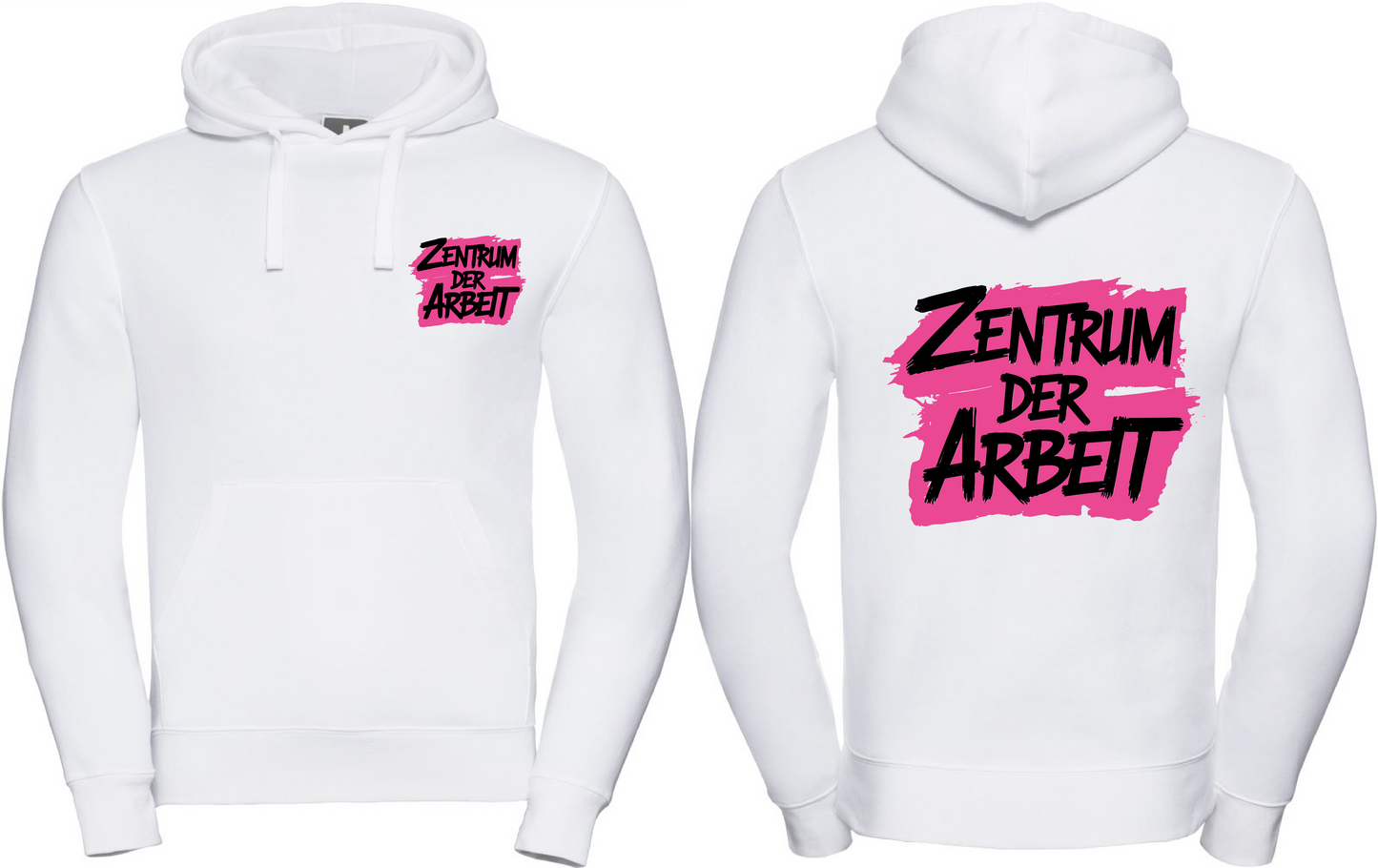 Hoodie Zentrum der Arbeit Logo Weiß & Pink