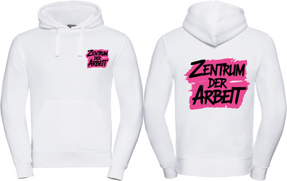 Hoodie Zentrum der Arbeit Logo Weiß & Pink