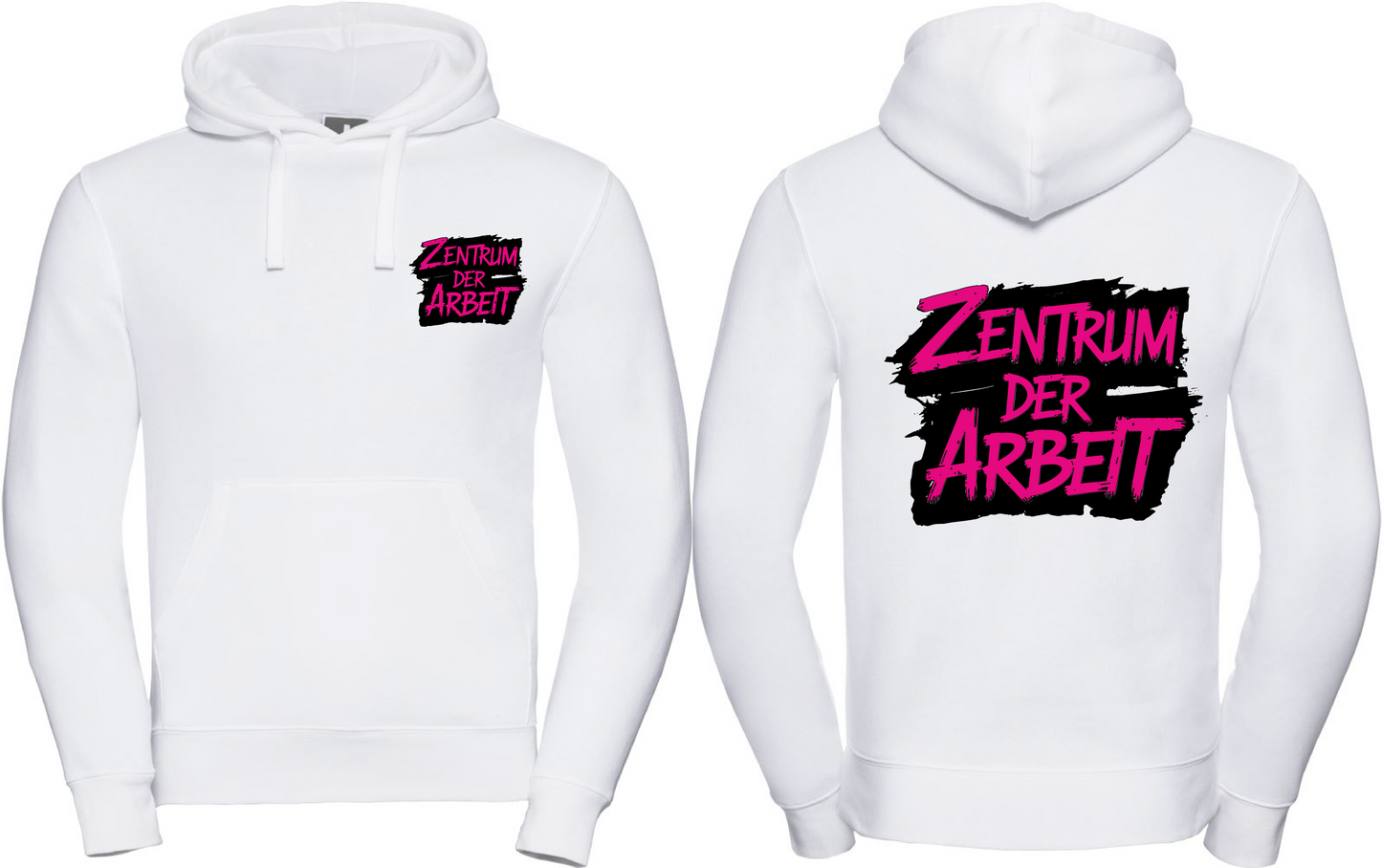 Hoodie Zentrum der Arbeit Logo Weiß & Pink