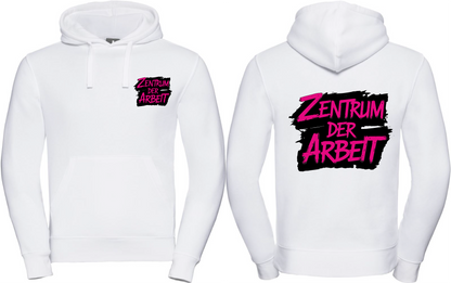 Hoodie Zentrum der Arbeit Logo Weiß & Pink