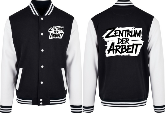 Schwarz-Weiße College Jacke – Zentrum der Arbeit Logo Edition