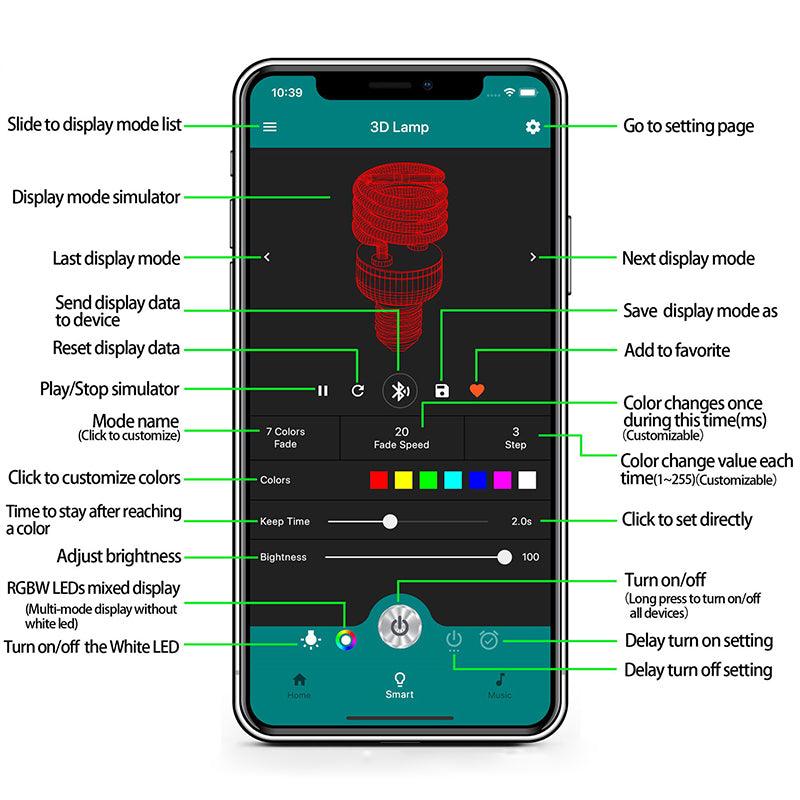 Smarte App 3D Illusionslampe (Nachtlicht) - Diymal3